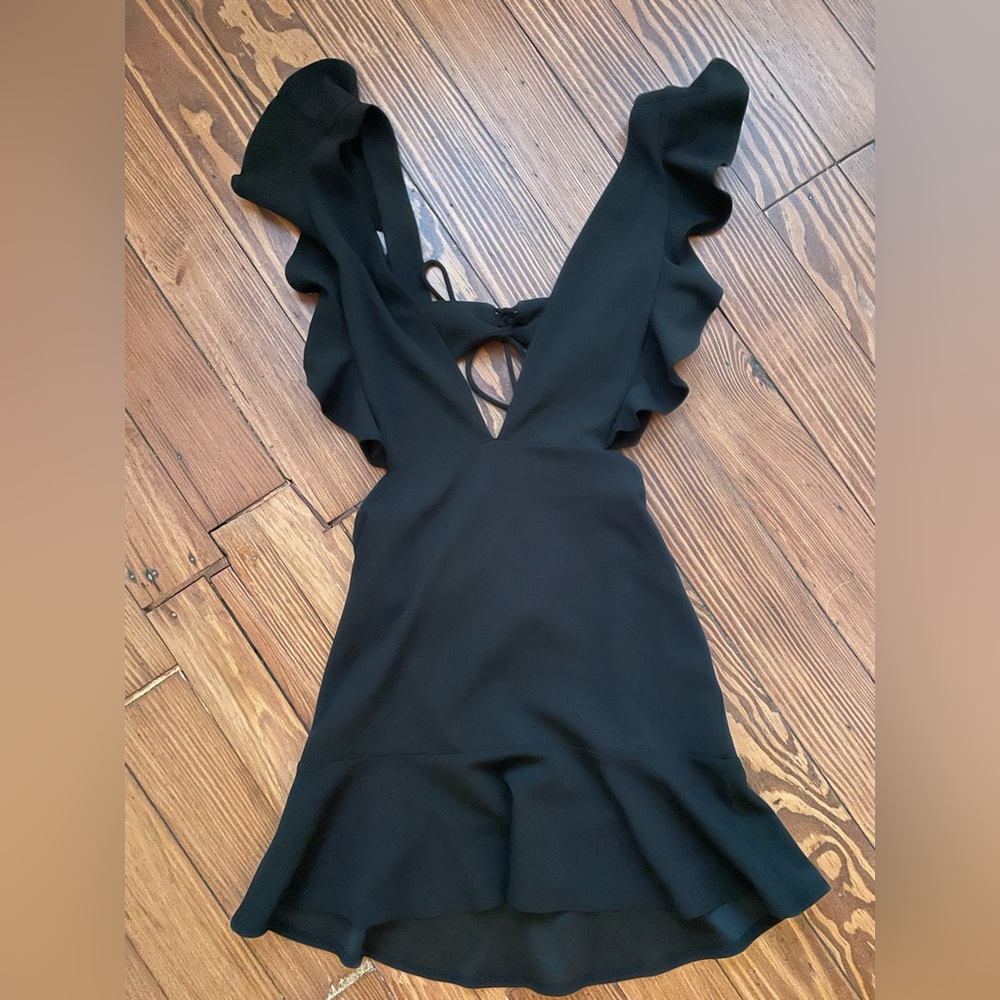 NWOT Lucy in the Sky Black Backless Ruffle Dress